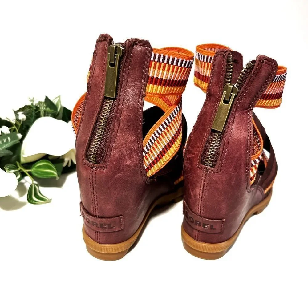 Sorel Joanie II Strap Wedge Sandal EUC Size [6.5 ] Burgandy - Picture 6 of 14